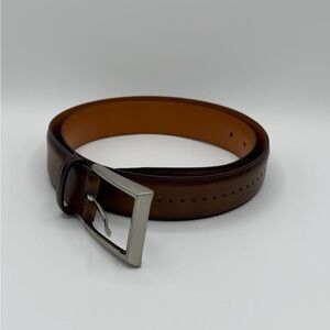 MAGNANNI Anza Calfskin Leather Belt Cognac